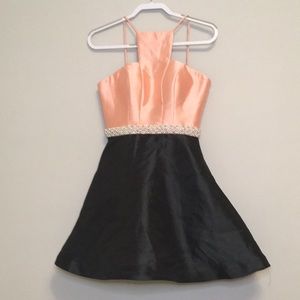 Ashley Lauren peach and black cocktail dress